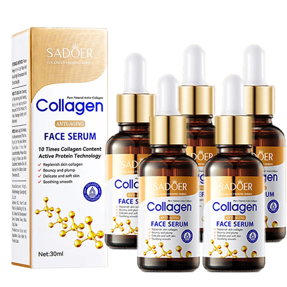 Facial essence serum bottle for collagen nourishing and moisturizing with anti-wrinkle firming brightening benefits