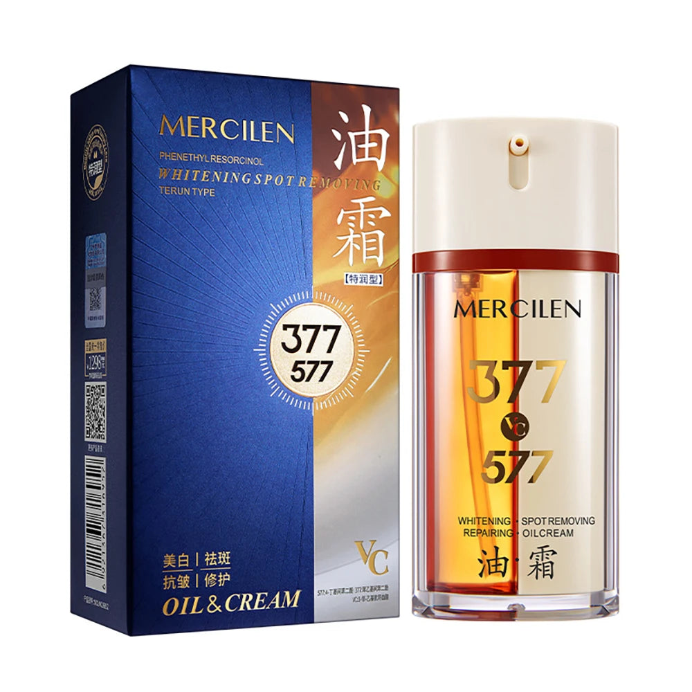 377 Skin Brightening Bubble Essence Oil Face Cream Oil Control Moisturizing Soothing Double Tube Light Oil Cream Korea Skincare