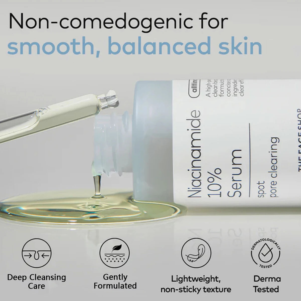 Niacinamide 10% serum bottle for fast-absorbing, lightweight facial care