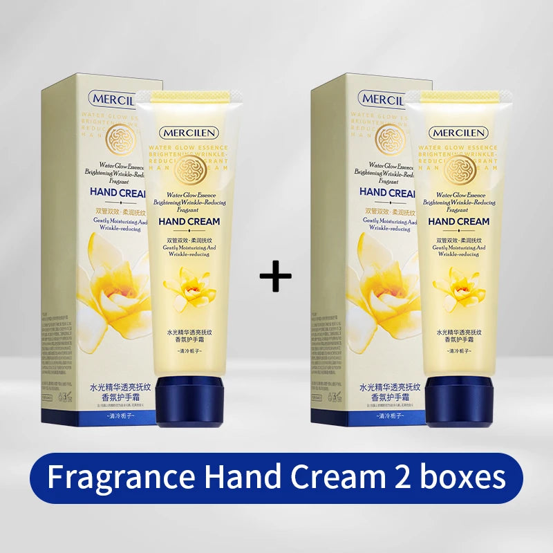 Mercilen Water-Glow Essence Translucent Fragrance Hand Cream 80g, Contains Niacinamide, Collagen, Vitamin E, and Plant-Based Squalane for Hydrating, Firming, and Nourishing Skin, Moisturizing Dry Skin, Making Hands Radiant an