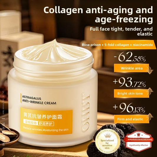 Jar of firming hydrating face cream with astragalus