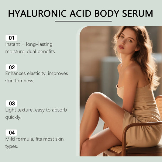 Hyaluronic acid body serum bottle with deep hydrating lotion