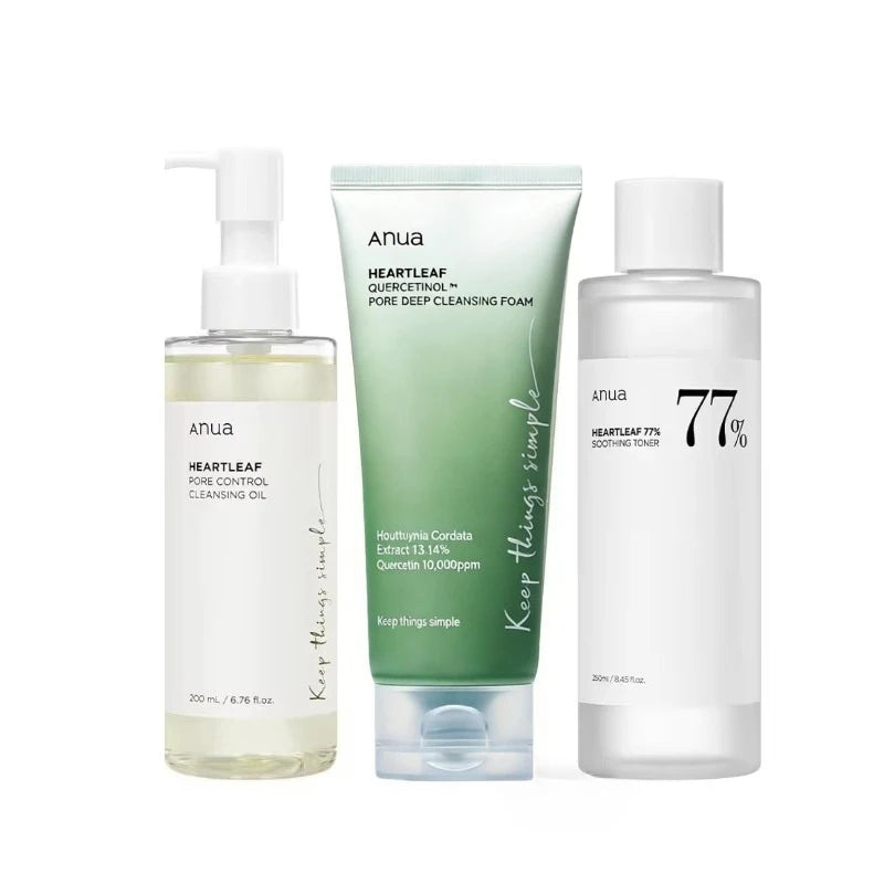 Heartleaf cleansing foam toner oil skincare set