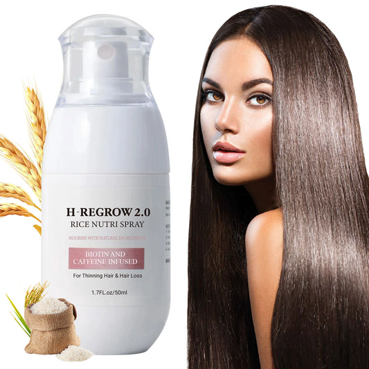 H-Regrow 2.0 Fermented Rice Water, Biotin & Caffeine Hair Growth Spray – Scalp Treatment for Hair Fall Control 50ml