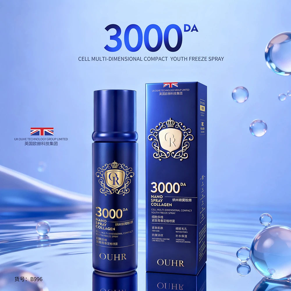 OUHR —300 DA NANO SPRAY COLLAGEN — Skincare benefits infographic