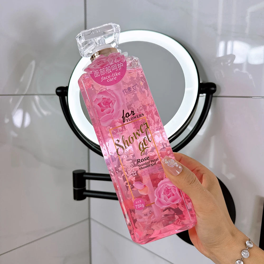 Bubble shower gel bottle with mango peach scent