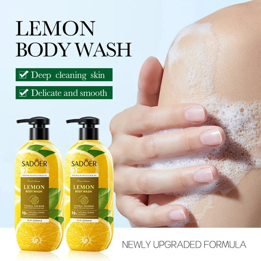 SADOER Lemon Moisturizing & Oil-Control Refreshing Shower Gel 400ml - Hypoallergenic, Nourishing & Deep Cleansing Body Wash