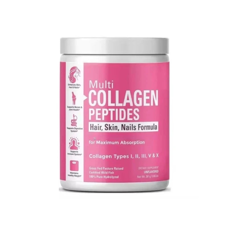 SkinSwaag Beauty Multi Collagen Peptides Powder Types I II III V X — collagen peptides — product on white background