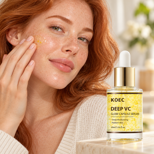 KOEC Deep VC Glow Capsule Serum — 30 ml — adult model using product