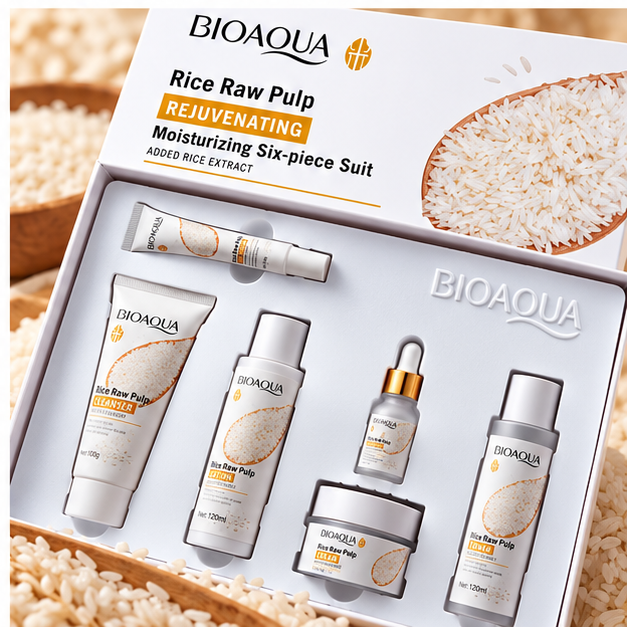 BIOAQUA Rice Raw Pulp Rejuvenating Moisturizing Six-Piece Set — gallery view 4