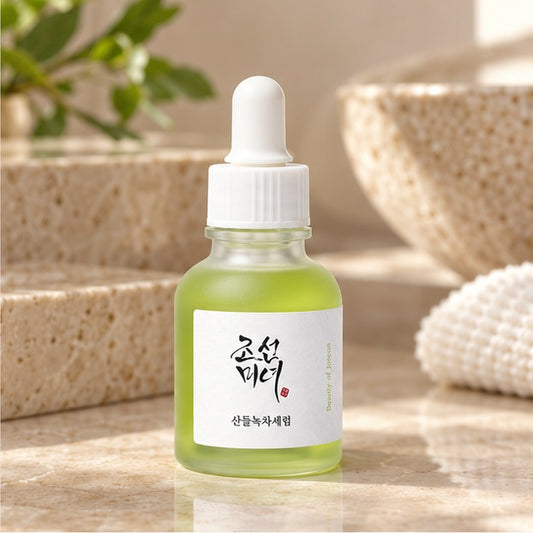 Beauty of Joseon Calming Serum: Green Tea + Panthenol, 30 ml — vanity setting