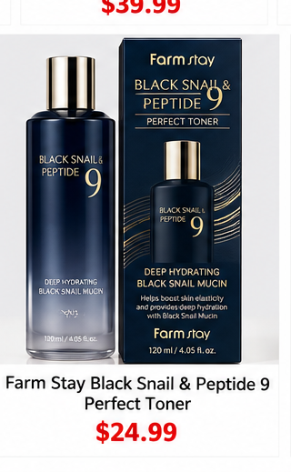 Farmstay Black Snail & Peptide9 Perfect Toner 120 ml with box — legible Shop hero