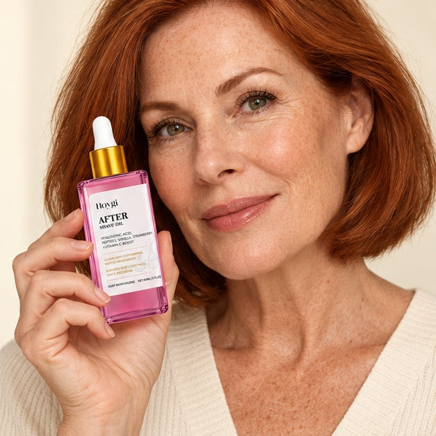 HOYGI After Shave Oil 90 ml — adult model product portrait