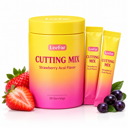 LeeFar Strawberry Acai Cutting Mix jar and individually wrapped sticks