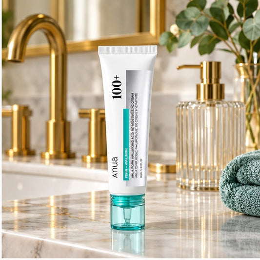 ANUA PDRN Hyaluronic Acid 100 Moisturizing Cream — 60 ml — bathroom product scene