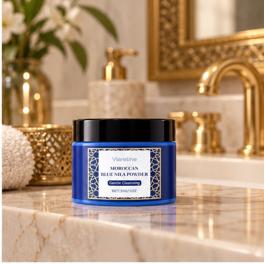 Viareline Moroccan Blue Nila Powder — 30 g — bathroom product scene
