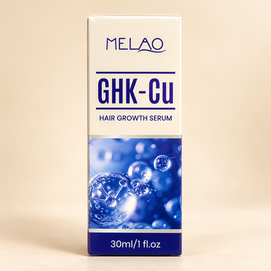 MELAO GHK-Cu Hair Growth Serum 30 ml carton, enhanced studio view