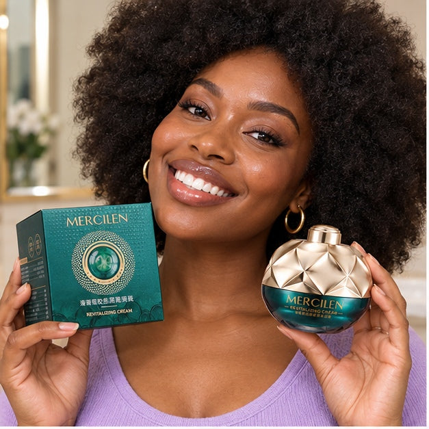 MERCILEN Sea Grape Collagen Revitalizing Cream — 30 g — model holding the product