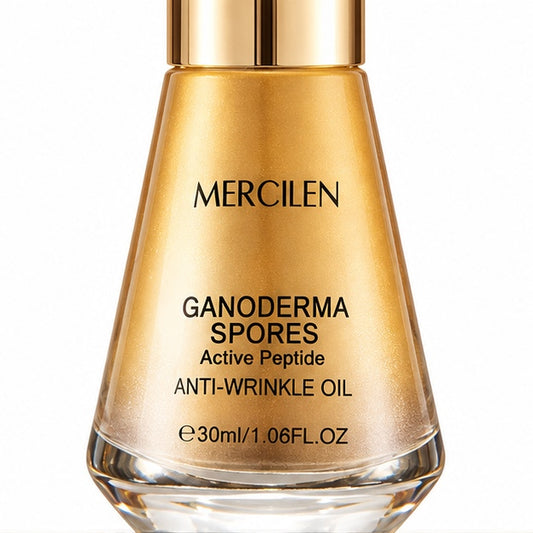 MERCILEN Ganoderma Spores Active Peptide Anti-Wrinkle Oil — label closeup