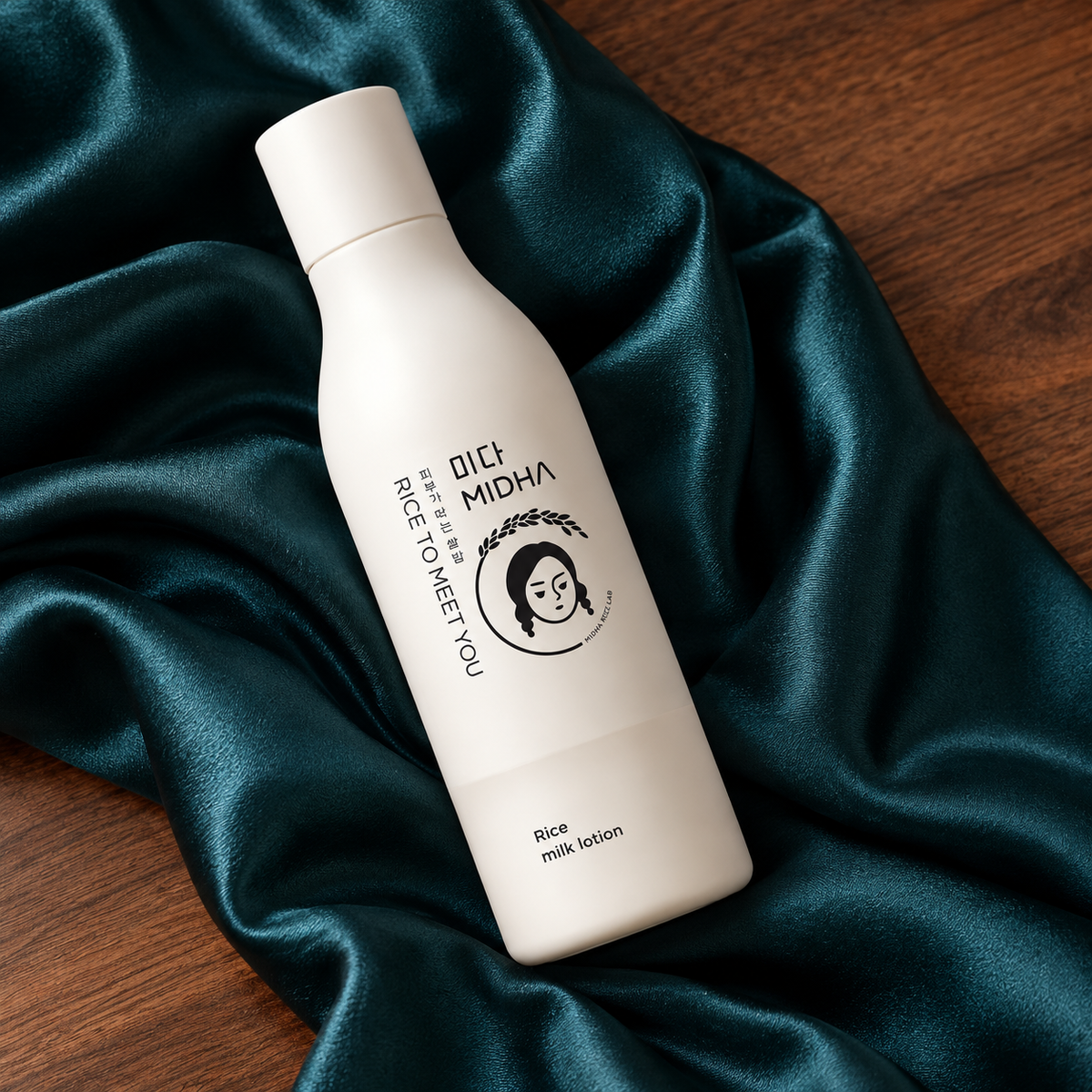 MIDHA Rice Milk Lotion bottle detail