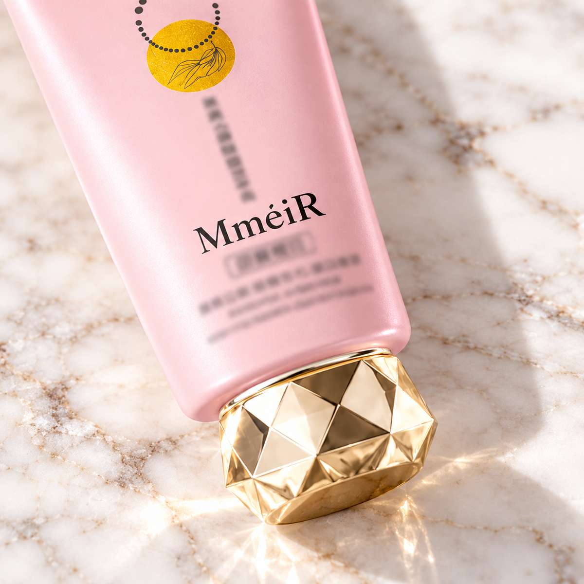 MmeiR pink tube and faceted gold cap detail