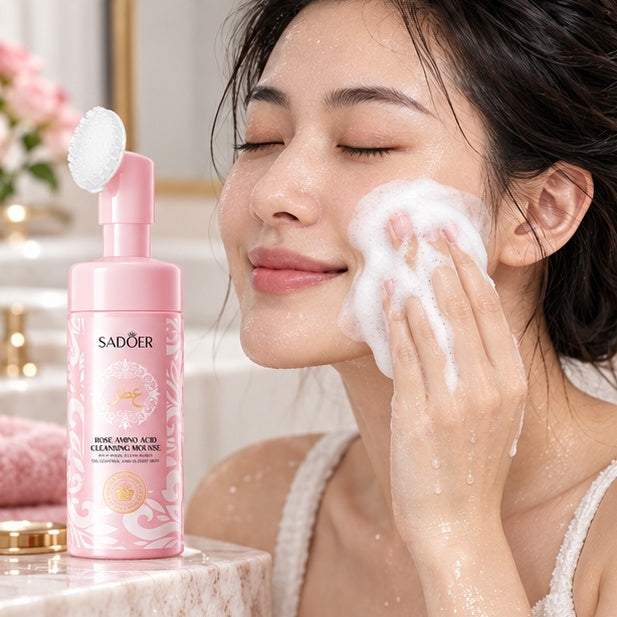 SADOER Rose Amino Acid Cleansing Mousse — 150 ml — adult model using product
