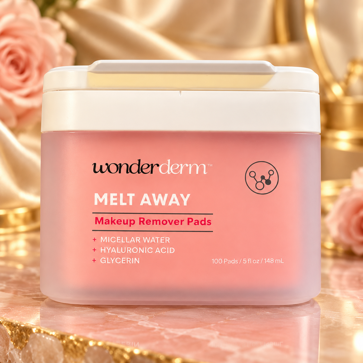Wonderderm Melt Away Makeup Remover Pads, 100 pads / 148 ml