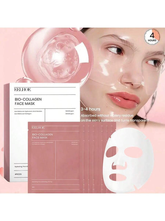 EELHOE — Bio Collagen Hydrogel Masks — Woman wearing translucent hydrogel face mask