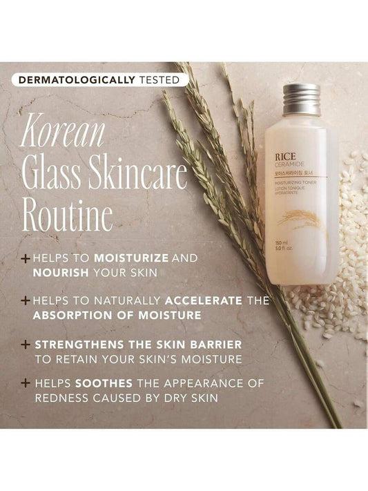 The Face Shop — Ceramide Moisturizing Toner — Bottle front detail with product label