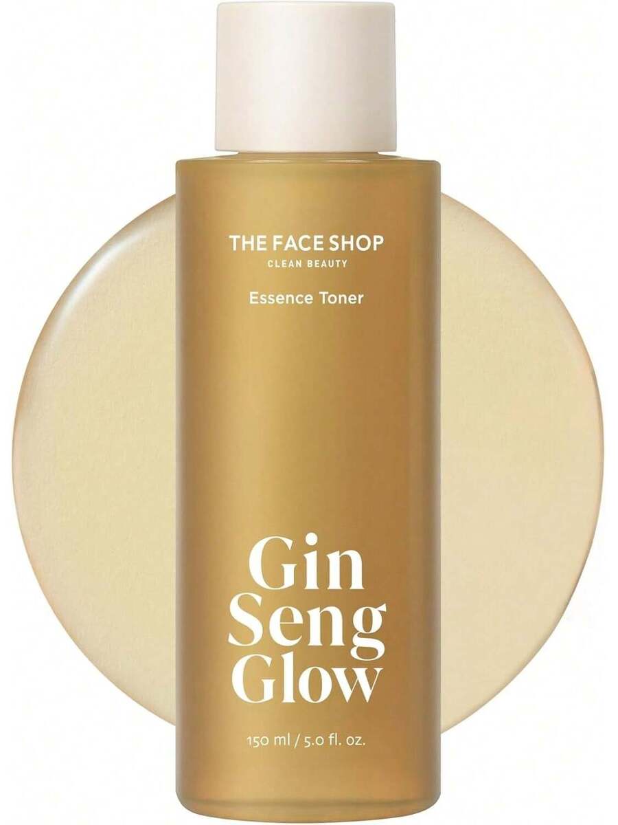 The Face Shop — Ginseng Glow Essence Toner 150ml — Gold bottle on white background