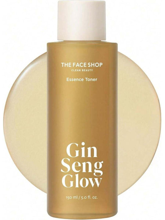 The Face Shop — Ginseng Glow Essence Toner 150ml — Gold bottle on white background