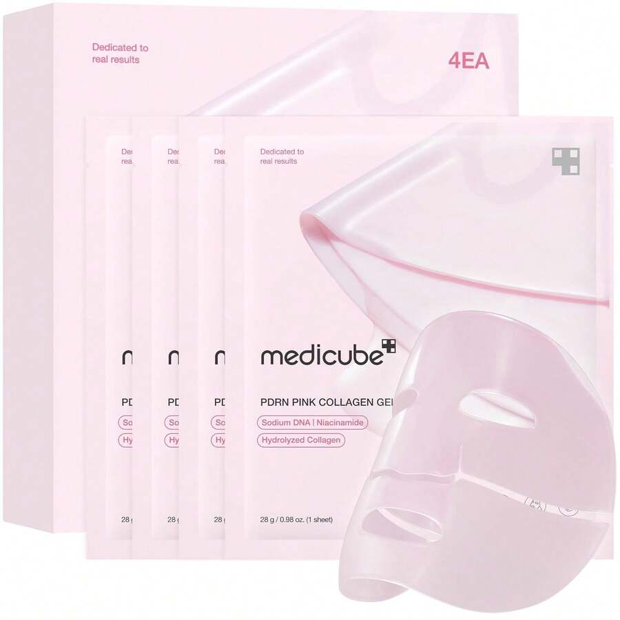 MEDICUBE — Jelly Gel Mask with Salmon DNA PDRN & Pink Collagen — Pink and white box packaging on white background
