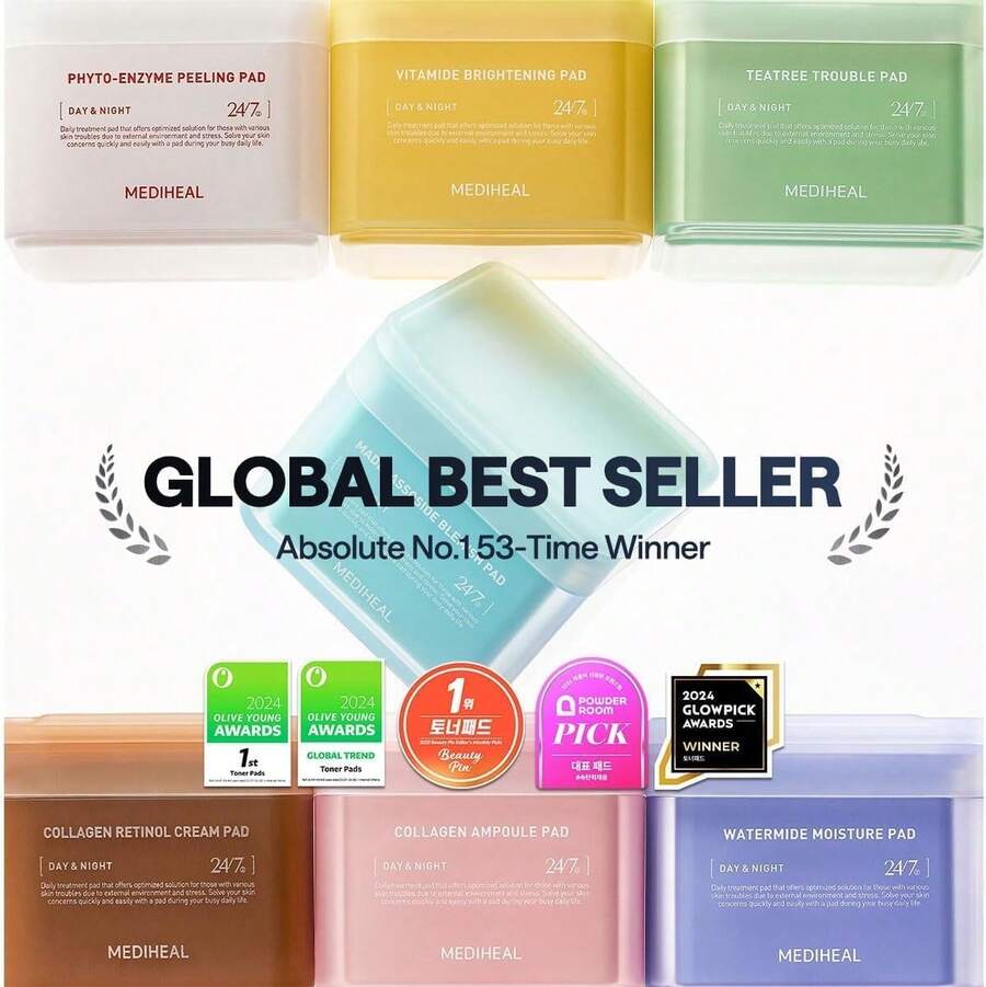 MEDIHEAL — Cotton Toner Pads — Open jar showing stacked square cotton pads