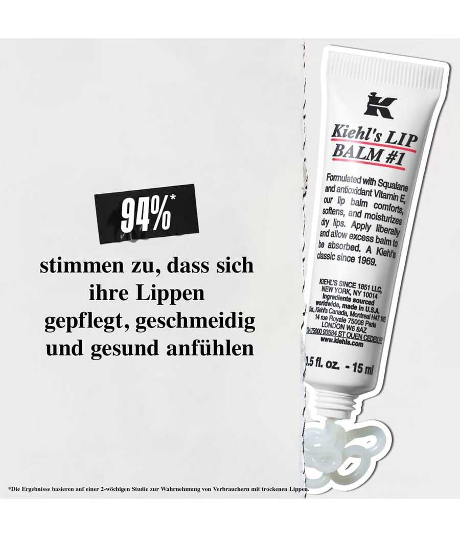 Kiehl's — Lip Balm #1 — Product tube with cap detail