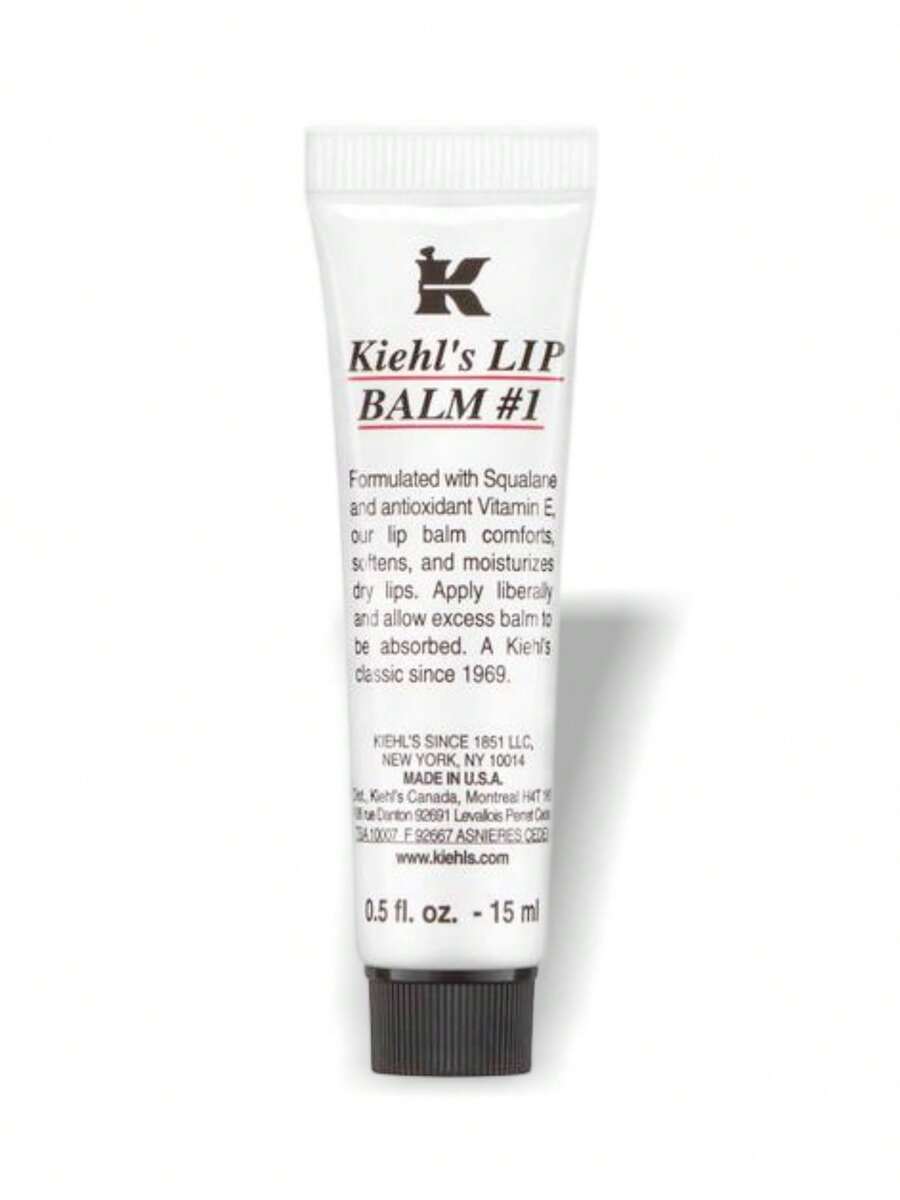 Kiehl's — Lip Balm #1 Classic Moisturizing Lip Treatment — White squeeze tube with red label on white background