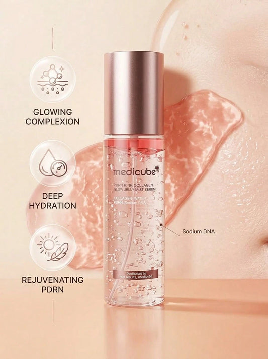 MEDICUBE — PDRN Pink Collagen Jelly Mist — Fine mist spray application on face