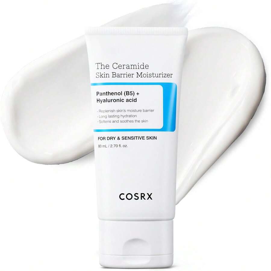 COSRX — Ceramide Skin Barrier Moisturizer with 7 Ceramides — White and teal tube on white background