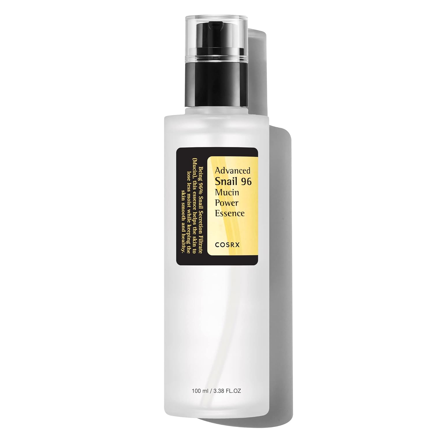 COSRX Advanced Snail 96 Mucin Essence — 96% snail mucin — pump bottle on white background
