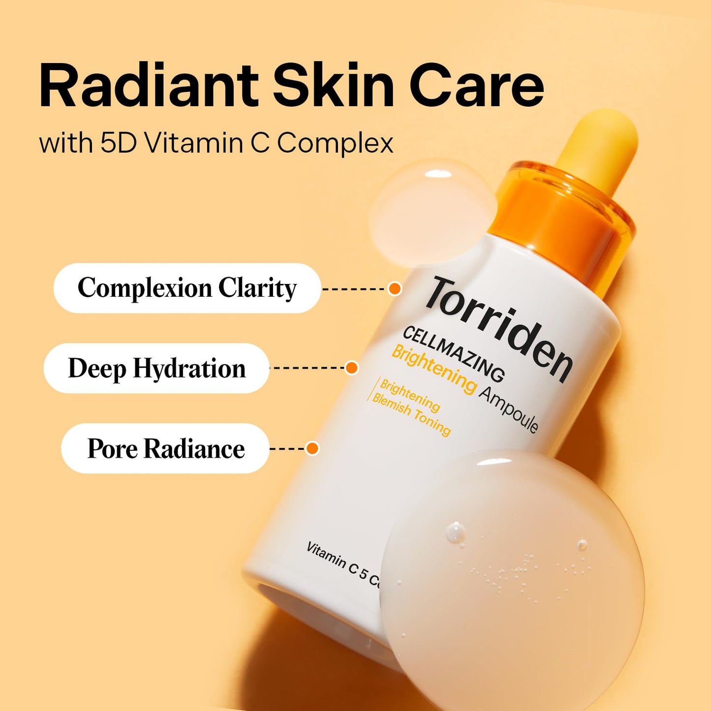 TORRIDEN CELLMAZING Vitamin C Ampoule — vitamin C brightening — product box and bottle side by side