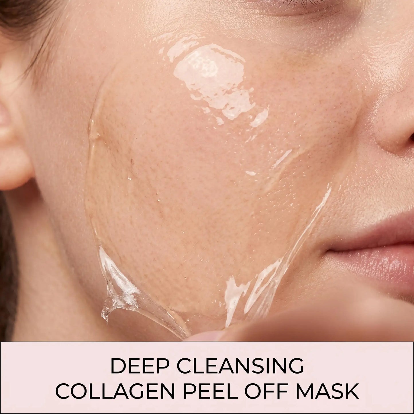 Jar of overnight peel-off collagen mask for firming and lifting facial skin