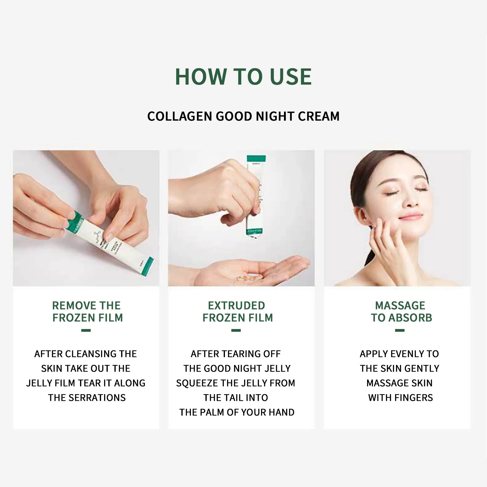 EELHOE Collagen Firming Wash-Free Sleeping Mask — Collagen & Peptide — Product packaging box with overnight benefits