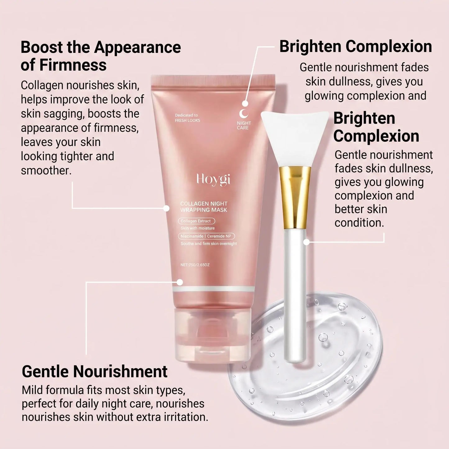 Collagen overnight peel-off face mask with firming and lifting benefits