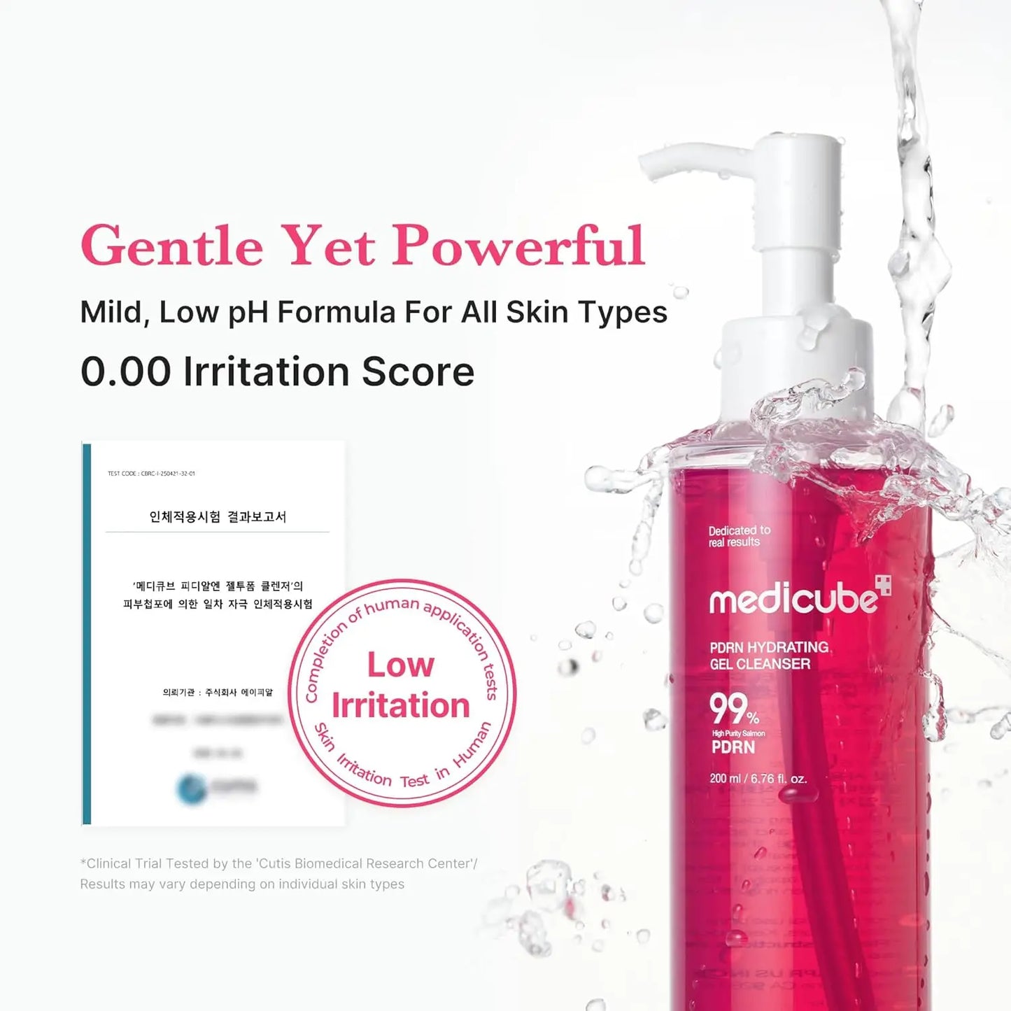 Low pH hydrating jelly-to-foam daily face wash cleanser bottle