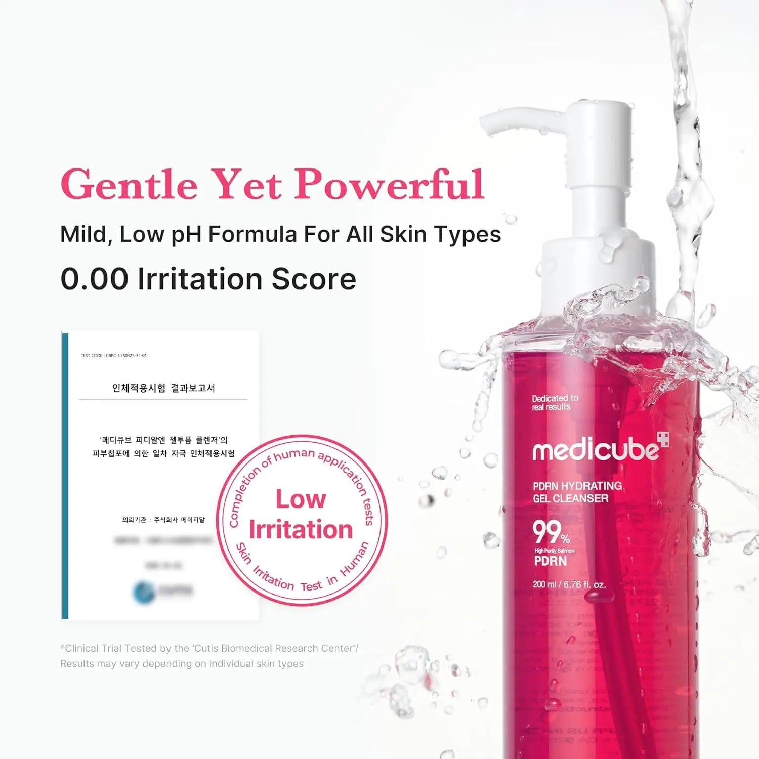 Low pH hydrating jelly-to-foam daily face wash cleanser bottle