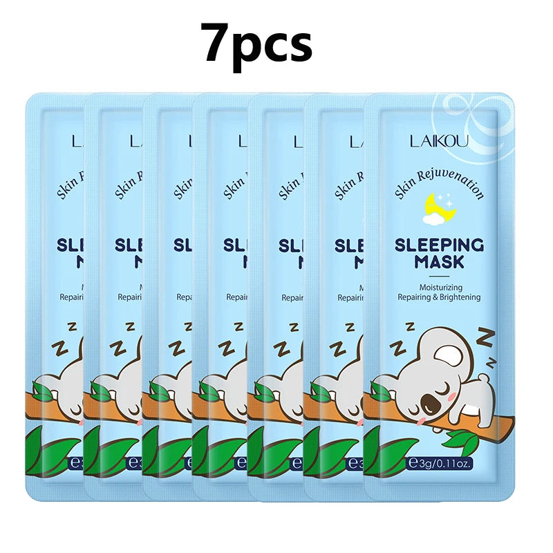 LAIKOU 7-Piece Sleeping Mask Set — moisturizing + nourishing — full set on white surface