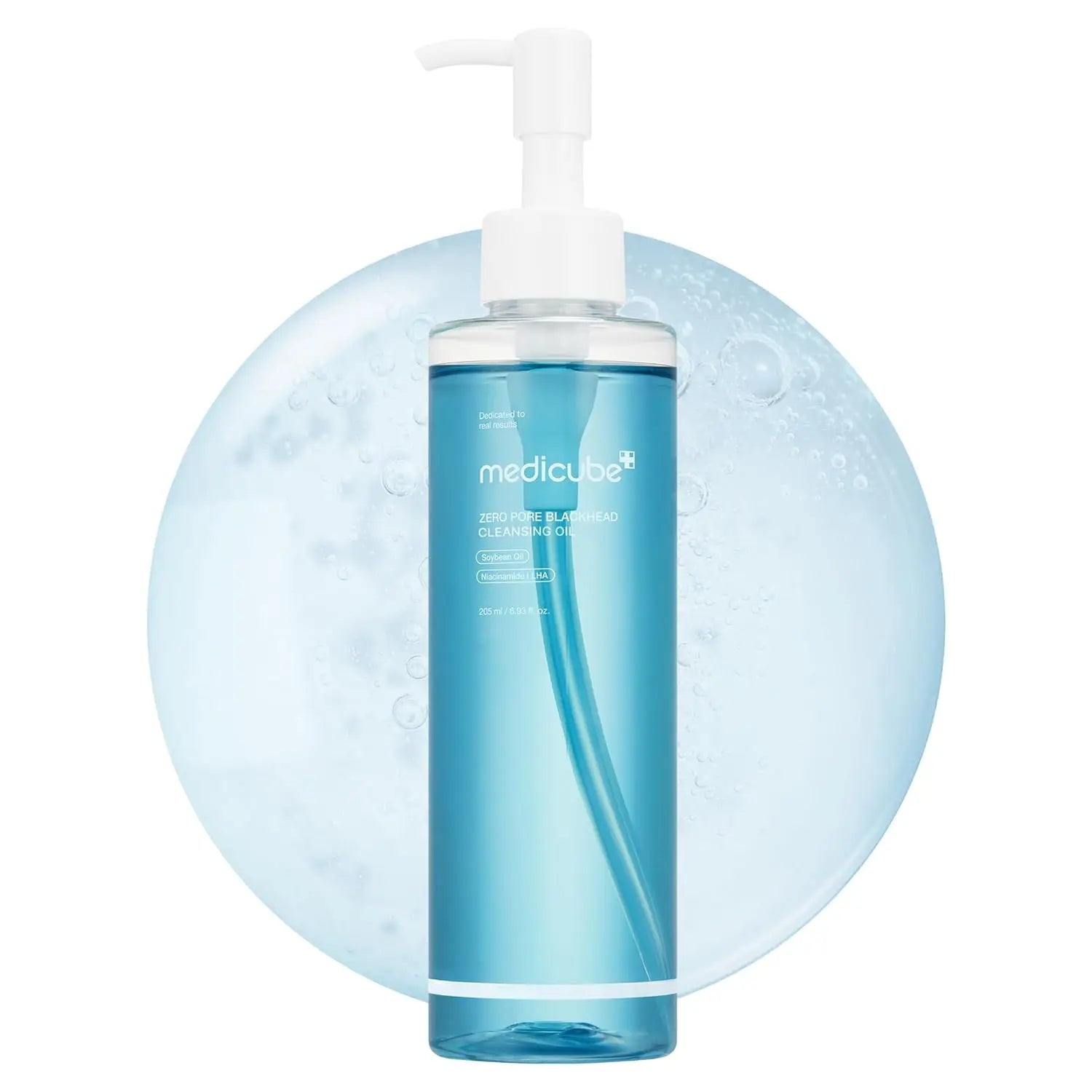 Clear bottle with pump dispenser of blackhead cleansing oil for makeup removal