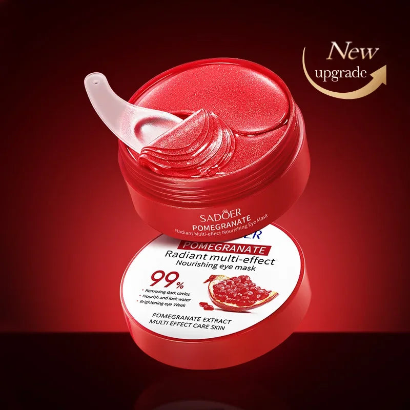 Red pomegranate collagen under-eye gel patches for firming and dark circle care