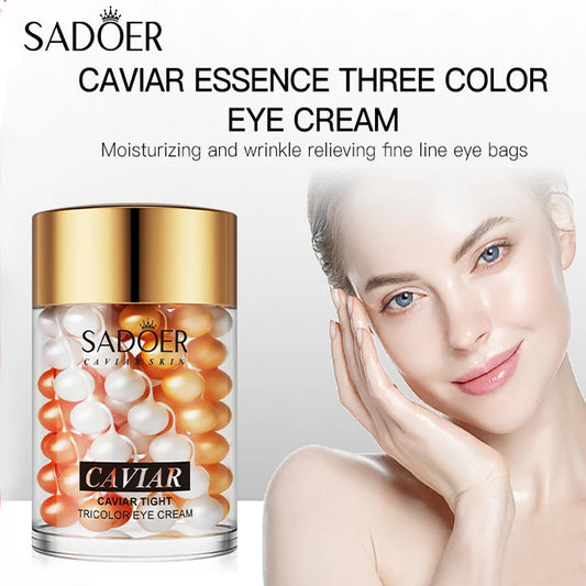 Eye cream tube with caviar collagen for reducing dark circles and eye bags