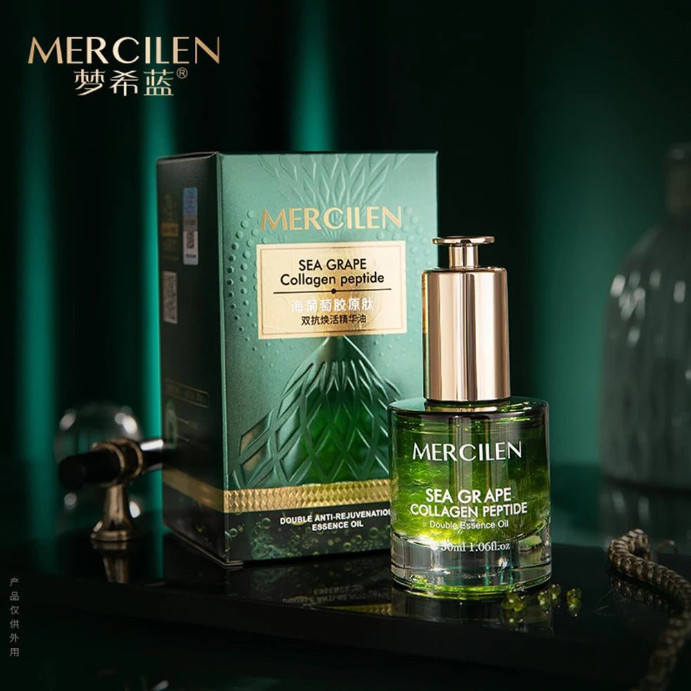 MERCILEN Sea Grape — Collagen Peptide — Oil droplet showing golden essence texture