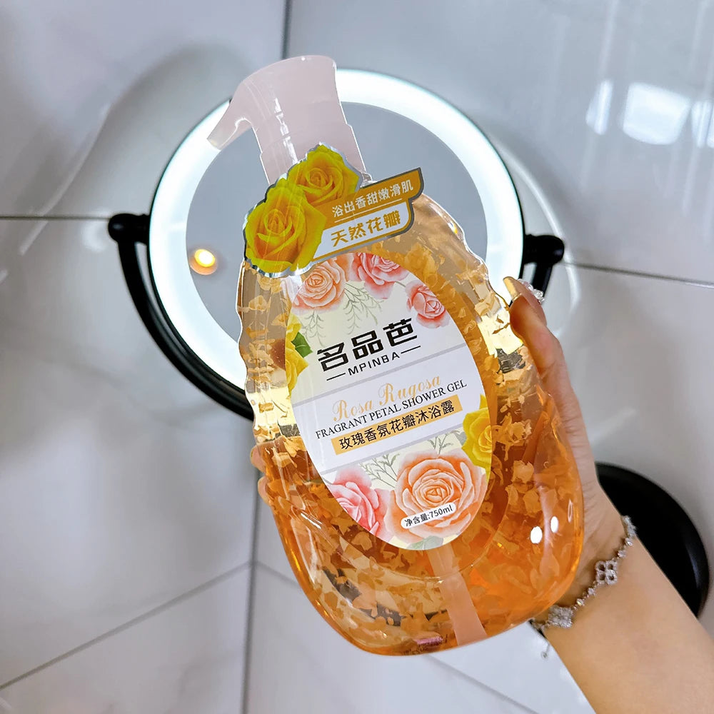 Bubble shower gel bottle with mango peach scent